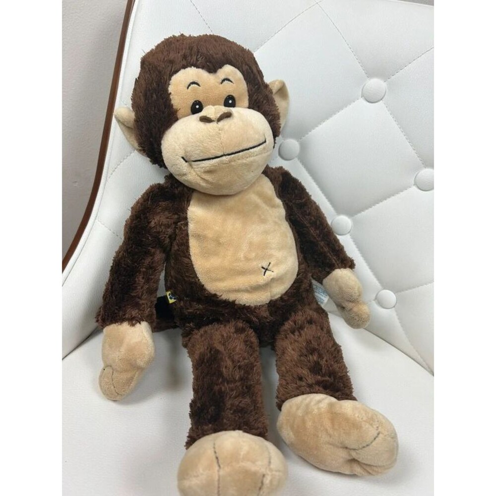 Build A Bear Brown Smiley Monkey Plush 17" Retired Animal X Belly Button BABW 07